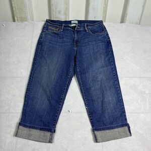 Levi's 515 Womens Capri Jeans Blue Denim Stretch Five Pockets Rolled Cuff Size 6